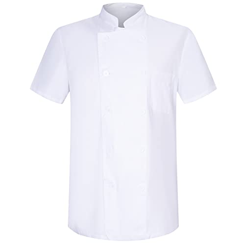 MISEMIYA - Chaqueta Cocinero Hombre - Chaqueta de Chef Hombre - Uniforme Hosteleria - Ref.8421 - XL, Blanco 21