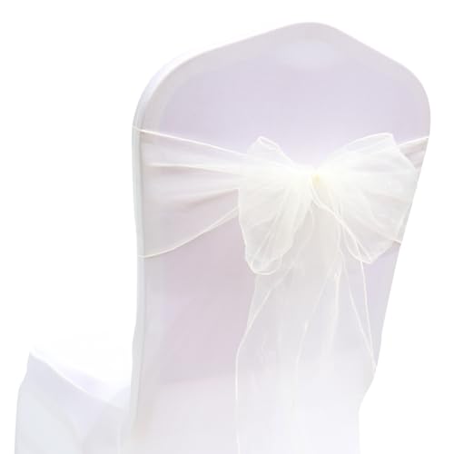 Wisafory Lot de 10 nœuds en organza pour chaise de mariage - Pour décoration de fête de mariage - Beige