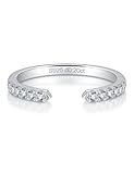 Ladylike Moissanite Open Rings for Women Half Eternity Wedding Band S925 Sterling Silver Adjustable Dainty Stackable Engagement Ring Anniversary Band for Her, size 4