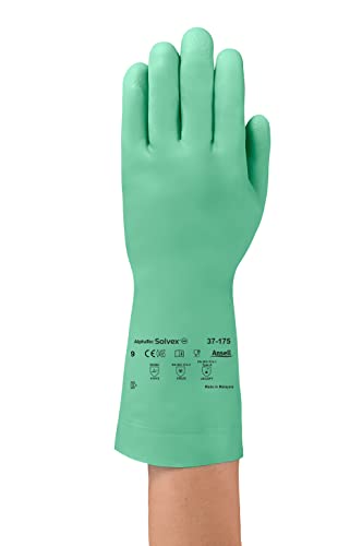 Guantes, Tools Solvex 37-175 - Guante de Nitrilo de Protección Química, Buen nivel de abrasión, texturizado para mejor agarre de piezas, con flocado de algodón que reduce...