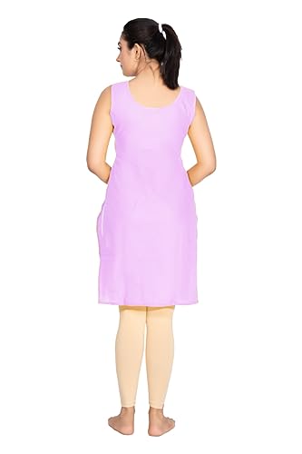 Image of Women's Cotton Long Camisole for Kurti /Suit Slip /Long Inner /Samij for Women Sameej /Knee Length Inner Wear /Sameez /Kurti Slip /Round Neck /Invisible
