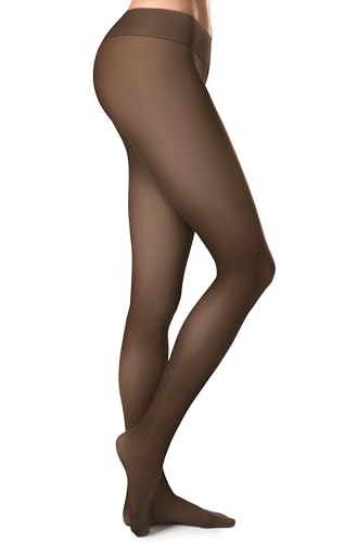 Women’s Fleece-Lined Tights - Ultra-Warm Fake Sheer Look Pantyhose Thick Leggings for Winter