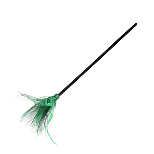 IWOWHERO Halloween Broom Halloween Party Decoration Halloween Witch Broom Props Wicked Witch Costume Accessories Halloween Ornament Witch Broomstickbroom Handles Witch Broom Mesh Green