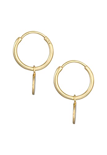 Elli Orecchini Donne Creoli Ciondolo Moneta Placchetta Organico In Argento Sterlino 925 - 3