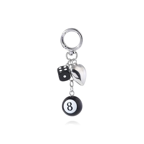 Image of 8 Ball Dice Charm Keychain - Cute Bag Purse Handbag Accessories - Y2K Aesthetic Key Chain for Women Men