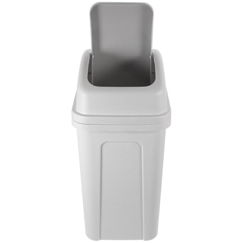 Caneca de basura con tapa basculante de plástico blanco