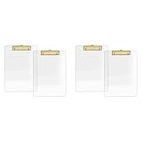 Kriccekal 4パック ゴールドクリップ付き透明アクリルクリップボード、8.8X12.2 A4 レターサイズ、学校および家庭用品、事務用品