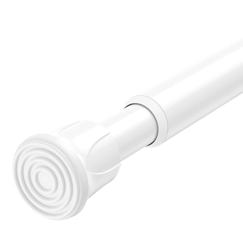 Image of Tension Rod 28 to 48 inch, Adjustable Curtain Rods No Drilling Spring Rods Extendable Pressure DIY Tension Rod for Window Closet Kitchen, White