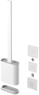 White Toilet Brush, Bathroom Silicone Toilet Brush And Stand Set With Non-Slip Handle And Leak-Proof Base Quick Dry Toilet Brush, Wall Mount Deep Clean Flexible Toilet Brush