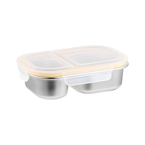 Image of Motka Premium 800 ml 2-Compartment Bento Lunch Box | Stainless Steel Slim Compact Tiffin | Leak-Proof Food Container| BPA & Odour-Free| Dishwasher Safe | Ideal for Office, Travel & School (Natural)