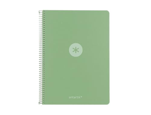 Cuaderno espiral antartik a4 tapa foam 80h 90gr cuadro 4mm con margen color (Verde Matcha)