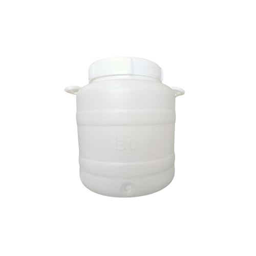 Ecoplast | Fusto in Plastica a Bocca Larga con Guarnizione e Tappo, Rubinetto non Incluso, Capienza 30 Lt, Colore Neutro, ø355x425, Made in Italy