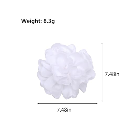 Image of GIGB PBDK Large Fabric Rose Flower Brooch Lapel Pins for Women Bride 7.5in Big Satin Camellia Flower Brooches Pin Dress Suit Ceremony Accessories Wedding Prom Jewelry Gifts (White)