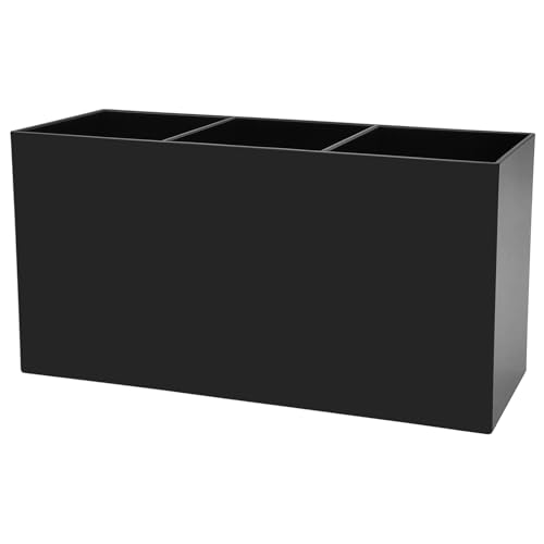 Image of Cerpourt Black Makeup Brush Organizer,Acrylic Cosmetic Brushes Storage Holder with 3 Slots,Pencil Pen Holder for Desk,Desk Organizer and Accessories for Vanity