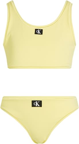 Calvin Klein Bikini tipo bralette de dos piezas Chicas con forro, Amarillo (Elfin Yellow), 8-10 Años