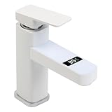 Grifo de lavabo, pantalla digital, control de temperatura, negro, blanco,...