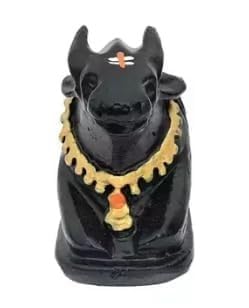 HaridwarDivine Black Polyresin Small Size Nandi Ji Maharaj Bull Statue Idol Murti for Home Shivling Puja Pooja Vastu Car Dashboard
