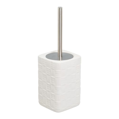 Escobillero Trenzado Blanco de cerámica de 11x11x33 cm