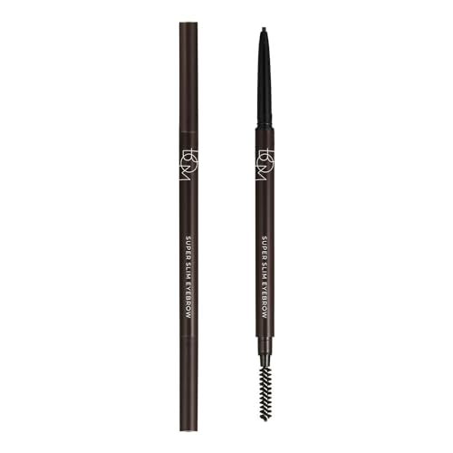 BOM Super Slim Eyebrow 0.1g, Charcoal Brown, 1.5mm Defining Brow Pencil Hard Formula Natural Looking Long-lasting