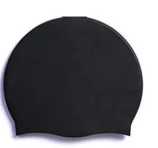Silicone Swimming Cap, Unisex, Multi-Colour, One Size Fits All (Black)