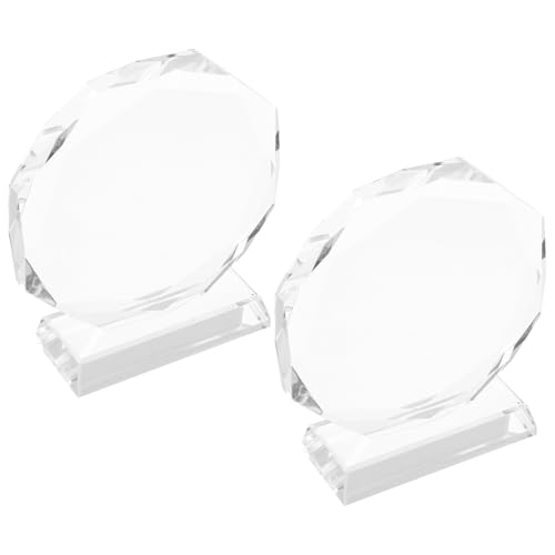 COHEALI 2pcs 100mm Octagon Crystal Trophy Plaque Set, Blank Glass Award for Employee Recognition, Graduation, Sports Office Appreciation Awards