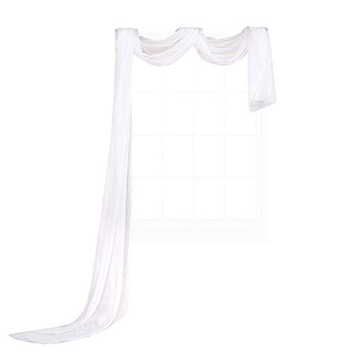 Anjee Semi Sheer White Window Scarf Valance Wedding Arch Drapes Elegant Window Treatments Curtain Panel for Warm Home Decor Baby Shower Wedding Party Anniversary Engagement 1 Pack Pink 52x216 Inches