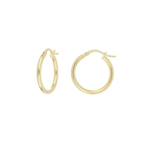 Polished Round Earrings in 18kt Yellow Gold and 925 Sterling Silver 2begold (Yellow Gold, 15mm)