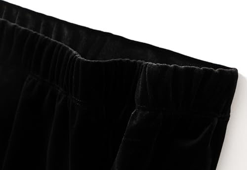 Womens Winter Velvet Elegant Long Skirt Stretch High Waist Maxi Skirt Black3