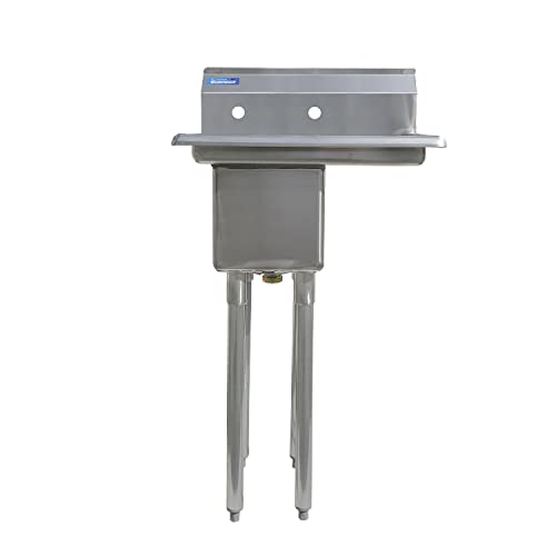 Image of AmGood Stainless Steel Prep & Utility Sink | 304 Stainless Steel | Restaurant, Kitchen, Laundry, Garage | NSF (Bowl Size: 10 inchx14 inchx10 inch + Right Drainboards)