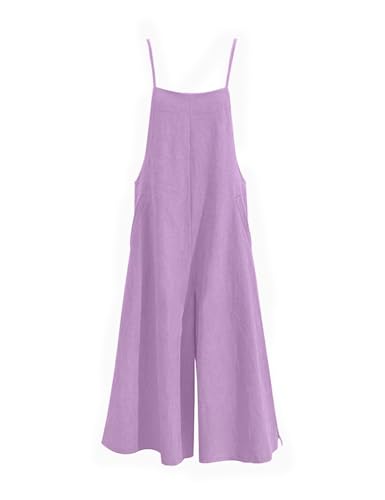 Image of YESNO Women Casual Loose Long Bib Pants Wide Leg Jumpsuits Baggy Cotton Rompers Overalls with Pockets PZZTYP2