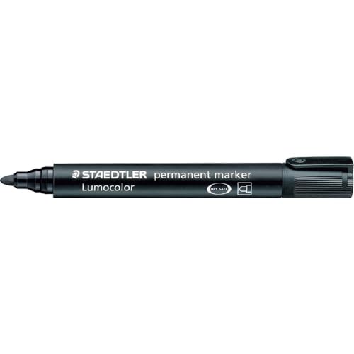 Staedtler Lumocolor Black Bullet Tip Permanent Marker – Permanent Markers 1Pièce (S) (Black, Bullet Tip, Black, 2 mm, Germany, 1 Piece (S))