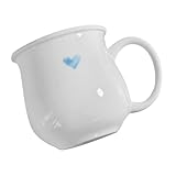 MUELODSIC Taza de Cerámica con Asa 160ml Color Azul con Diseño de Corazón, Taza para Café y Bebida Casera, Adecuado para Hogar, Oficina y Obsequio Cafetero