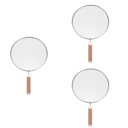 PRETYZOOM 3piezas Pantalla Antisalpicaduras De Aceite para Sartén De Inoxidable con Mango Ergonómico Tapa De Protección para Cocina Herramienta De Cocción Eficaz