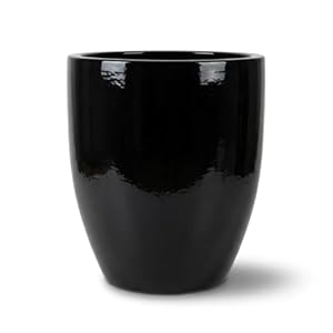 Provencelia Athena Gartentopf Schwarz, Größe: L – Durchmesser: 25 cm x Höhe: 50 cm, wetterfest, handgemacht, mediterraner Pflanzkübel für Terrasse Balkon Garten Innen