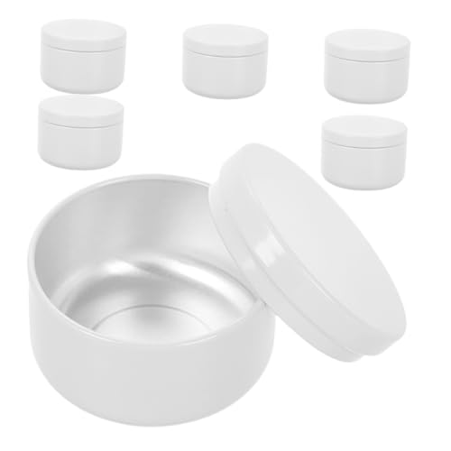 SEWOART 6 Piezas Tarros Redondos Metálicos Blancos para Velas Frascos Boticario con Tapa Hermética para Almacenamiento de Aceites Esenciales y Aromaterapia Aptos para DIY y Uso Personal o