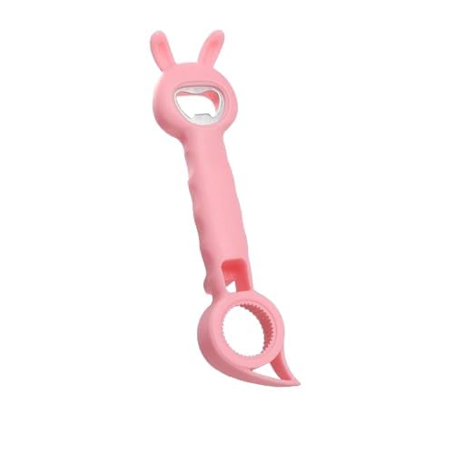 4 in 1 rabbit shape bottle cap opener multifunctional tool | finger protection, opens cans & jars, wine bottle opener, sauce bottle opener, multicolour
