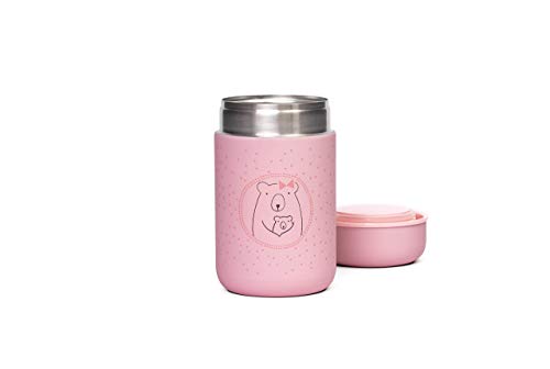 Suavinex 305917 - Suavinex, Termo Papillero para Bebé. Acero Inoxidable. Cierre Hermético, 350Ml Color Rosa, niñas