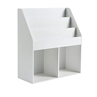 Home Source Childrens Display Bookshelf Storage Unit Bookcase, Wooden, White