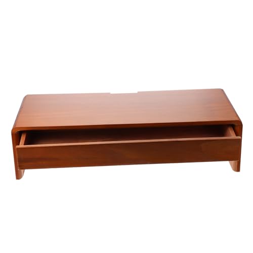 Support d'écran d'ordinateur en bois premium avec tiroir de rangement compact - 2