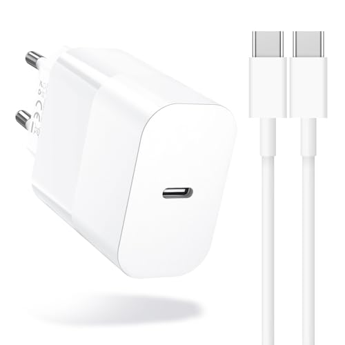 Amoner Caricatore 30W con Cavo USB-C da 2m, Ricarica Rapida per iPhone 17/16/15, Samsung Galaxy S24/S23/S22,iPad,Xiaomi,QC PD 3.0 Rapido Caricabatterie USB Tipo C Presa Alimentatore Adattatore Spina