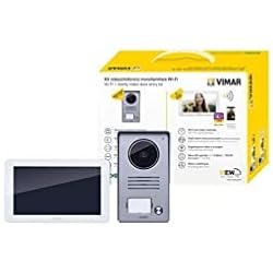 Videoportero Golmar Wifi Vimar K40955 Kit videoportero de superficie para 1 familla con: videoportero Wi-Fi táctil LCD 7in altavoz, placa audio/vídeo de 1 botón, alimentador, con estribos de fijación, Blanco