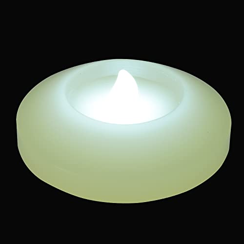 Image of Flameless Floating LED Wax Candles - Water Activated Battery Flickering Tea Light Candle for Cylinder Vase Wedding Party Centerpieces Pool & SPA 150+ Hours Decor Lighting (White LED 24 Pack 3 inch Candle)