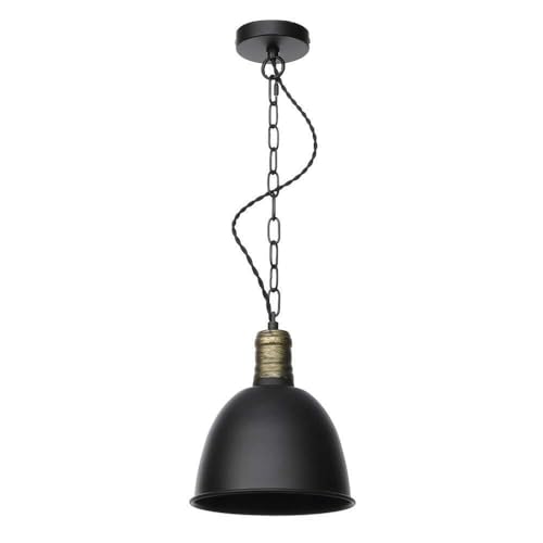 Lámpara colgante de hierro negro con acabado mate texturizado y diseño vintage industrial E27