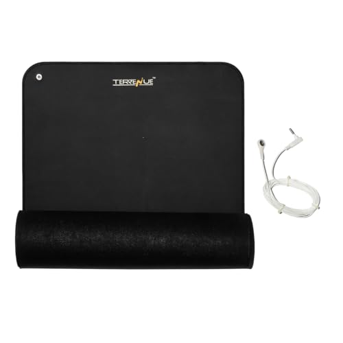 Image of Grounding Mat | Earthing Mat 60x40cm | Black Anti-Skid Carbon-Leather | Desk Mat and Foot Mat for Bed | Wellness Grounding Pad