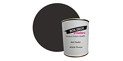 BOX DECO COLORES Pintura mueble plástico a base de laca acrílica aspecto satén Aqua Plástico - 750 ml, negro en polvo