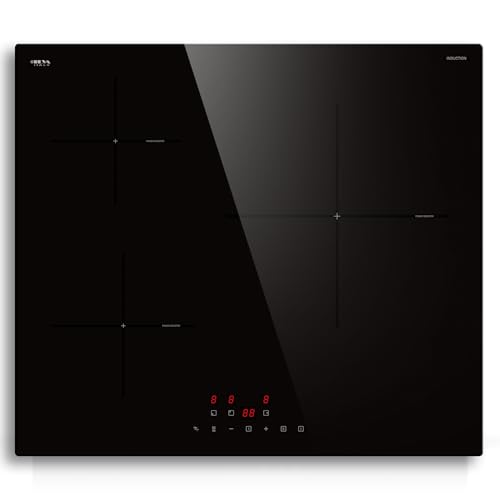 Plaque Induction 3 Feux Encastrable avec Fonction Boost, 6680W 59 cm, STARCHARTS Plaque de Cuisson Electrique avec Italy ILVA Glass, Verrouillage Enfant,...