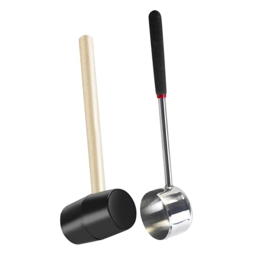 Amosfun 2個 不??ココナッツオープナー点 木製ハンドル付きラバーハンマー 鋭利ブレード採用 人間工学設計で快適 簡単にココナッツの殻を