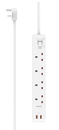 Hama-D3223852-4-Way-2X-USB-A-12W-UK-Plug-Power-Strip-3-Meter-Length-White