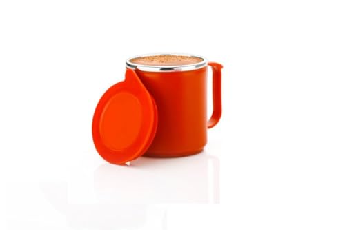 Image of King Cafe Insulated Mug With Lid & Handle, Stainless Steel Inner, Hot & Cold Thermal Cup, Leak-Proof Mug for Tea, Coffee & Milk - Plastic Exterior Home, Office & Restaurant (300ml, Multicolor)