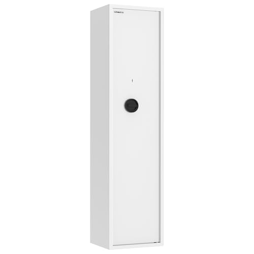 Rottner Waffenschrank S1 Yukon 8, Doppelbartschloss, 2 Schlüssel, lichtgrau, BxH 40x160 cm, Befestigungsmaterial, Für 8 Langwaffen, Innentresor, Schaumstoffwaffenhalter, Putzstockhalter